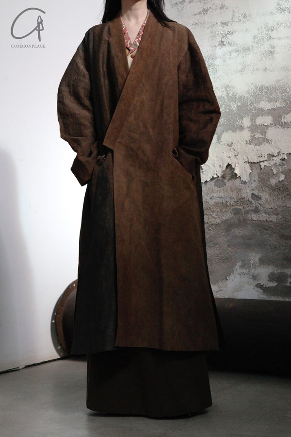 AVIVA JIFEI XUE Reversible long kimono jacket with vintage patch lining SO-KJL-2